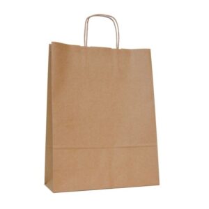 Bolsa de papel kraf marrón con asa retorcida